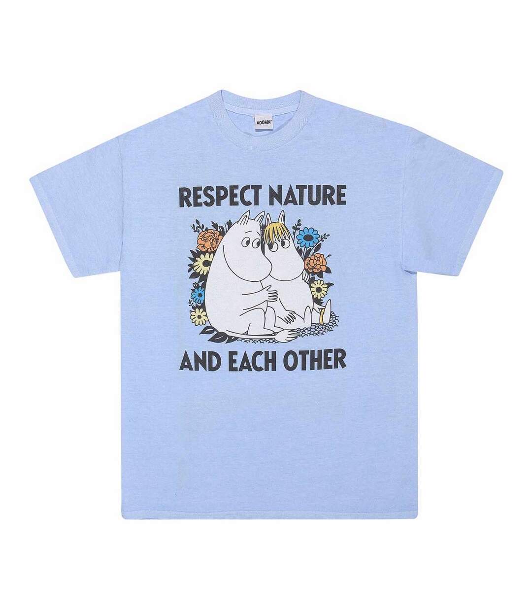 T-shirt respect nature adulte bleu clair délavé Moomin-1