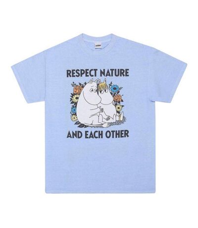 T-shirt respect nature adulte bleu clair délavé Moomin