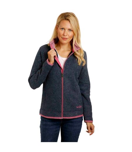 Womens/ladies ariana grid eco friendly full zip fleece jacket navy Weird Fish