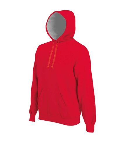 Kariban Mens Heavy Contrast Hooded Sweatshirt / Hoodie (Red)