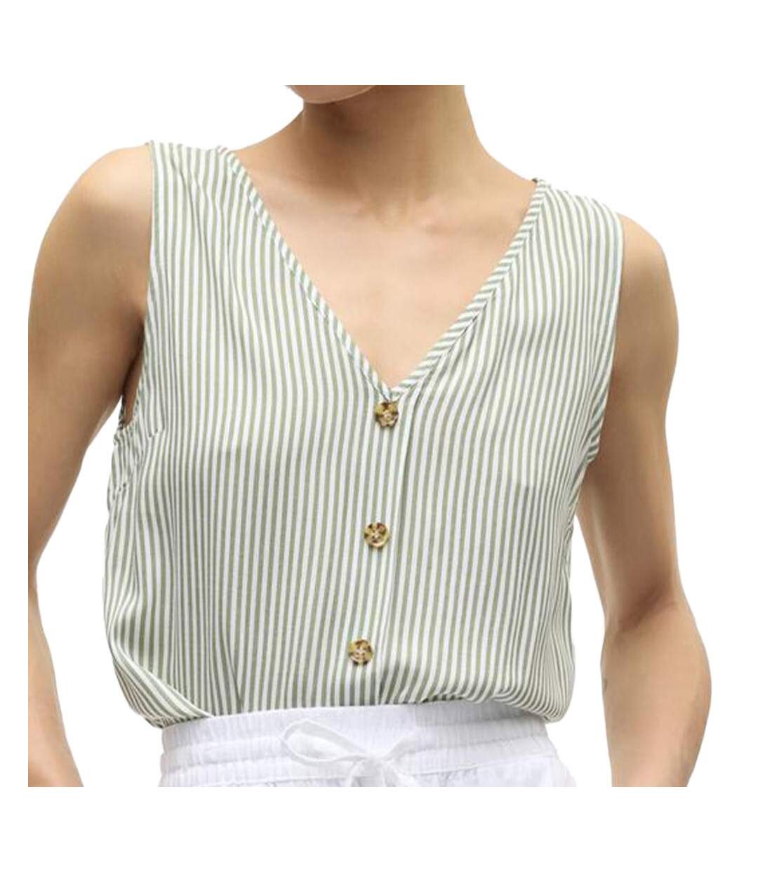 Blouse à Blanche/Verte Femme Vero Moda Bumpy - L-1