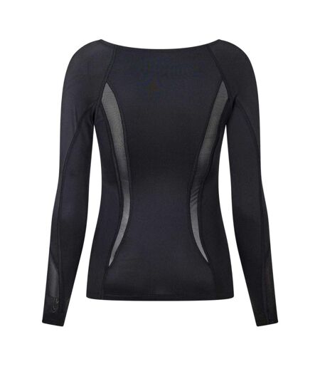 Womens/ladies Long-sleeved Base Layer Top Black Skins