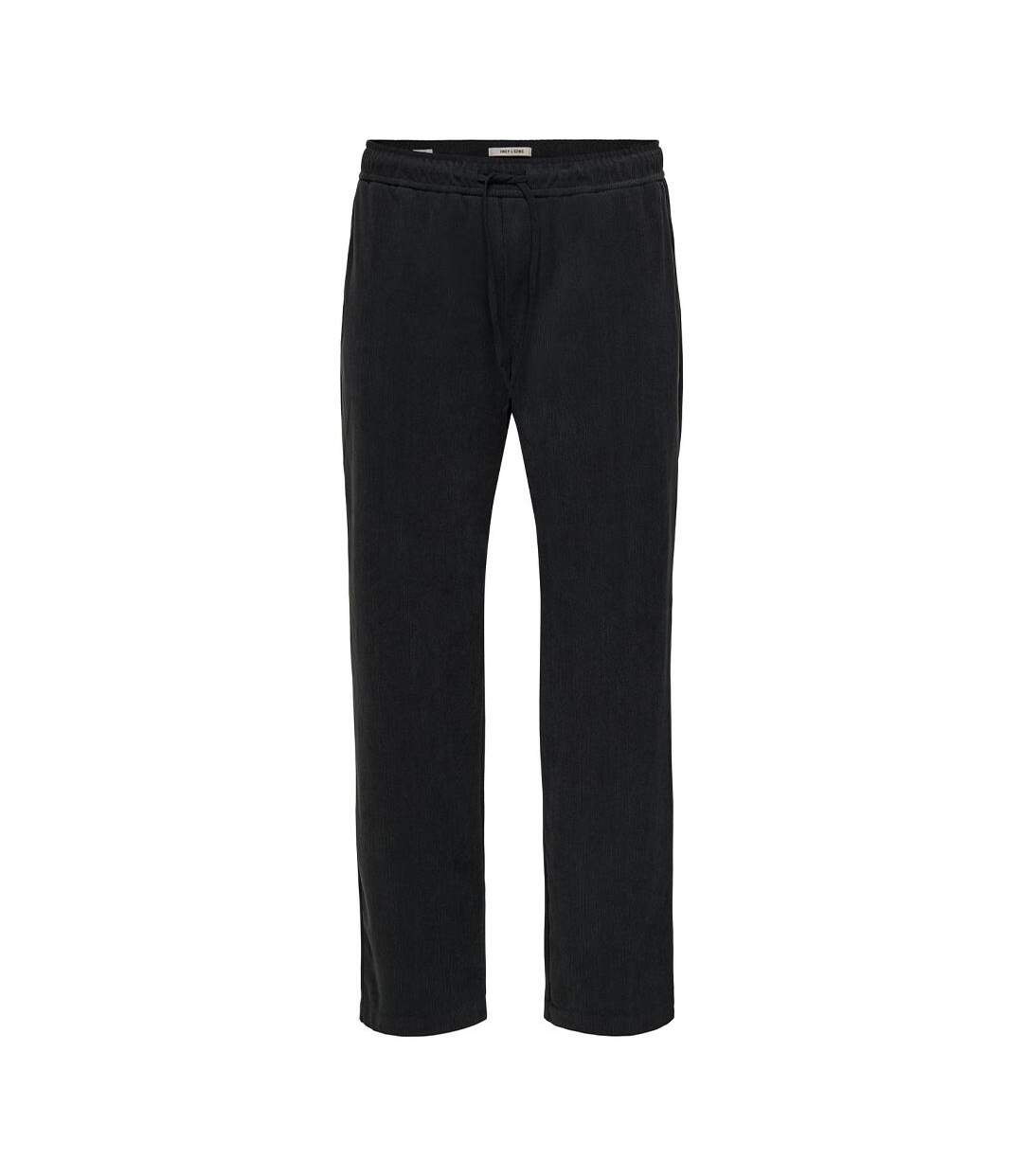 Pantalon fluide velours noir homme only & sons fade-1