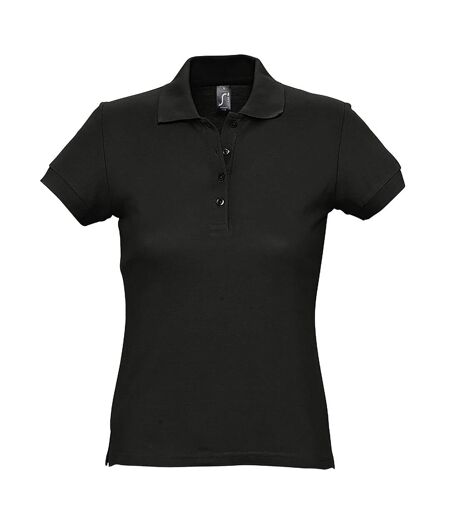 SOLS Womens/Ladies Passion Pique Short Sleeve Polo Shirt (Black)