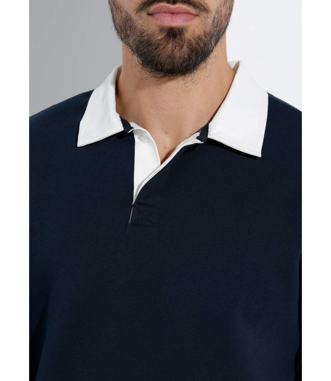 Sweat shirt avec col polo contrasté-4