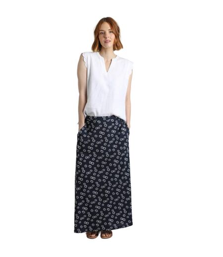 Womens/ladies medivet floral jersey maxi skirt navy blue Weird Fish