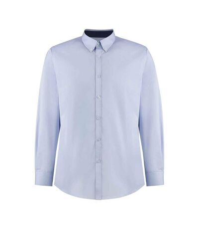 Kustom Kit Mens Premium Contrast Oxford Formal Shirt (Light Blue/Navy)