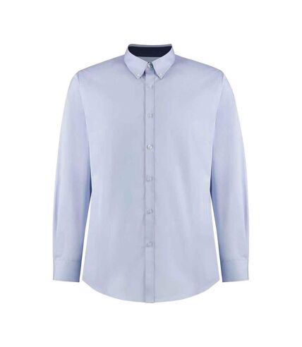 Kustom Kit Mens Premium Contrast Oxford Formal Shirt (Light Blue/Navy)