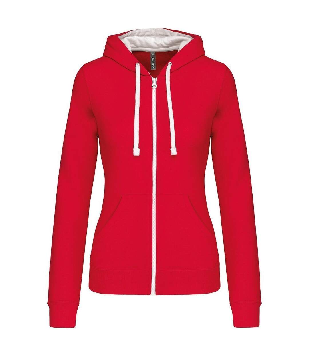 Sweat à capuche contrastée - Femme - K467 - rouge et blanc