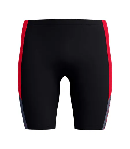 Mens Colour Block Logo Jammer Shorts Black Red Speedo