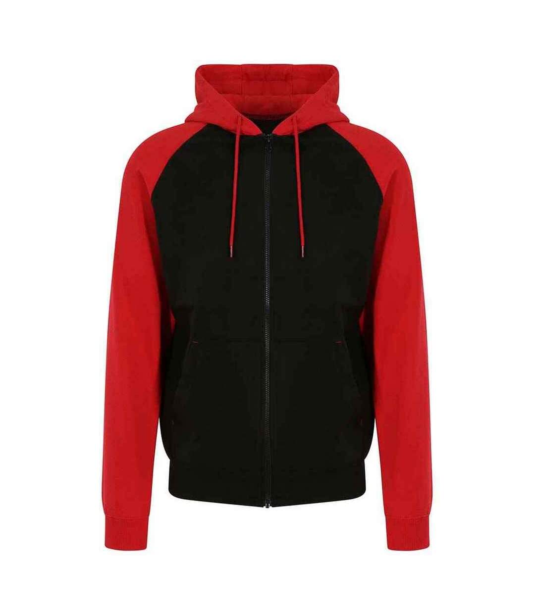 Veste à capuche femme noir vif / rouge feu Awdis-1