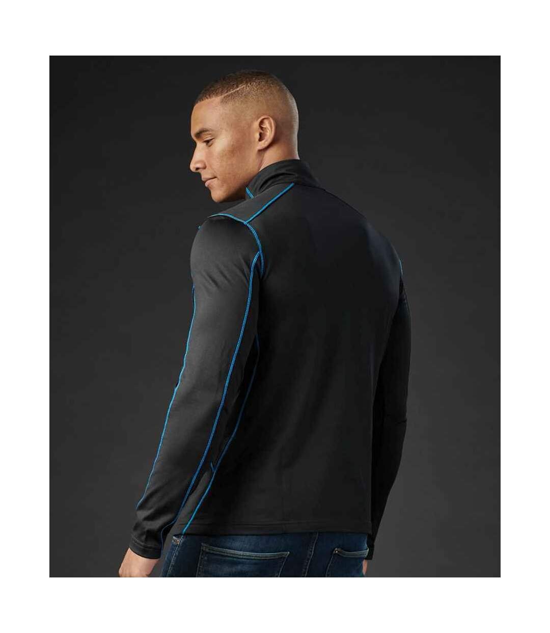 Mens Pulse Zip Neck Fleece Top Black Electric Blue Stormtech-4