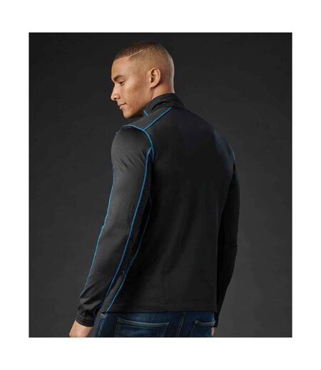 Mens Pulse Zip Neck Fleece Top Black Electric Blue Stormtech
