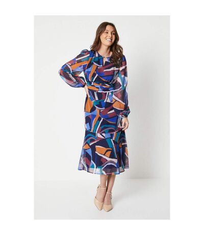 Principles Womens/Ladies Abstract Keyhole Midi Dress (Multicolored) - UTDH6675