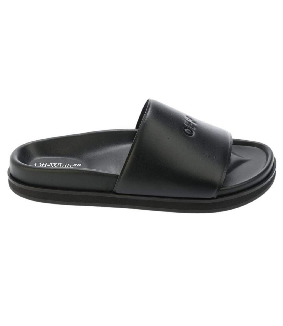 Womens/ladies Cloudfoam Sliders Black Off White-2
