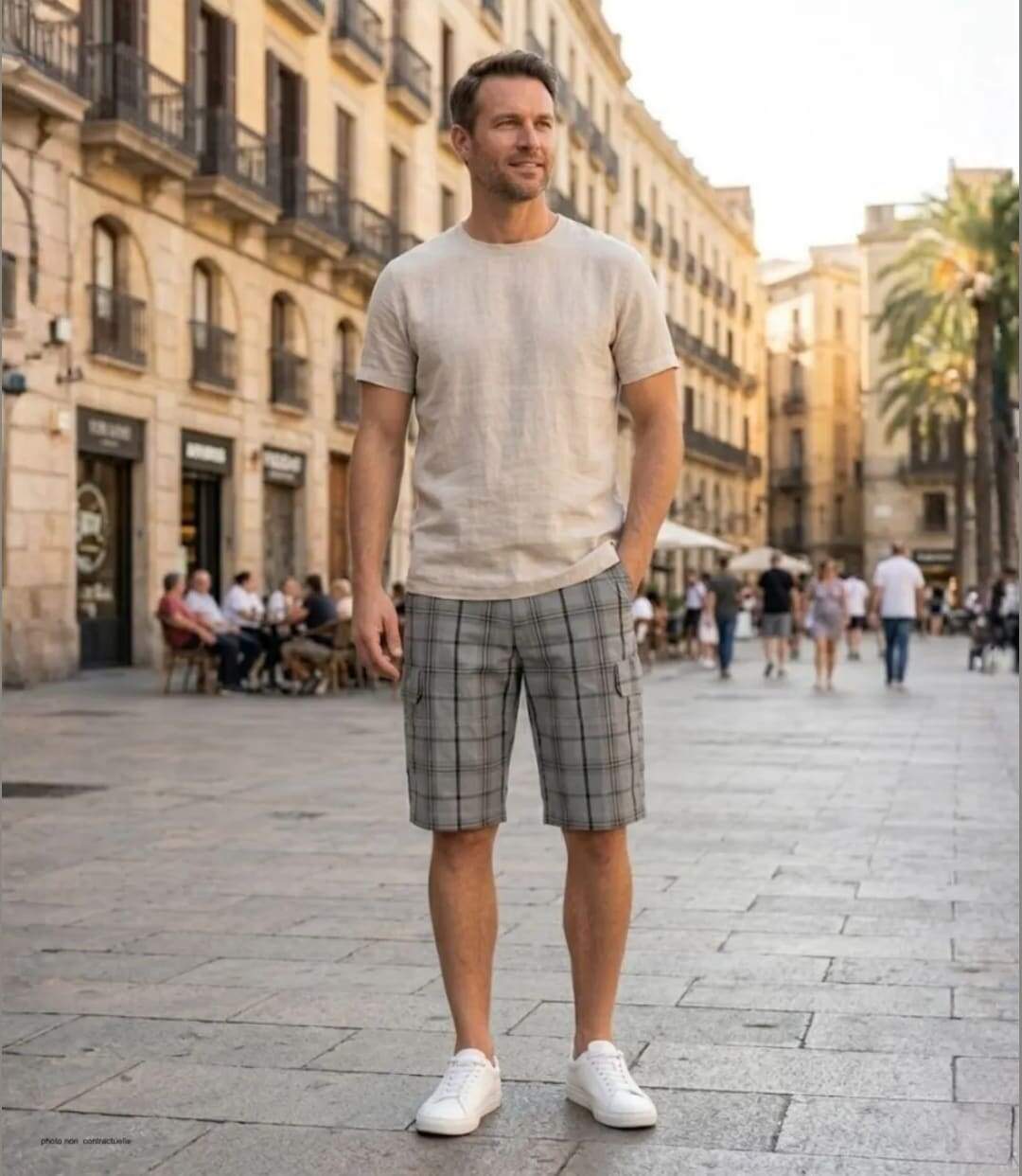 Bermuda à carreaux homme Winchester INTACT3 en coton gris multi-poches pour les loisirs-5