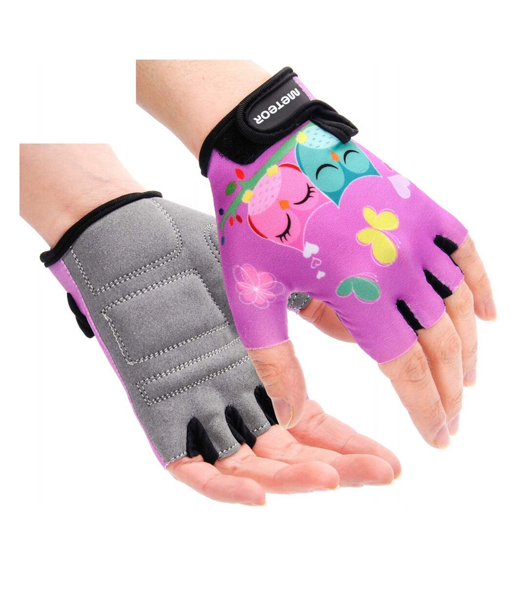 Childrens/kids Owl Cycling Gloves Pink Meteor-3