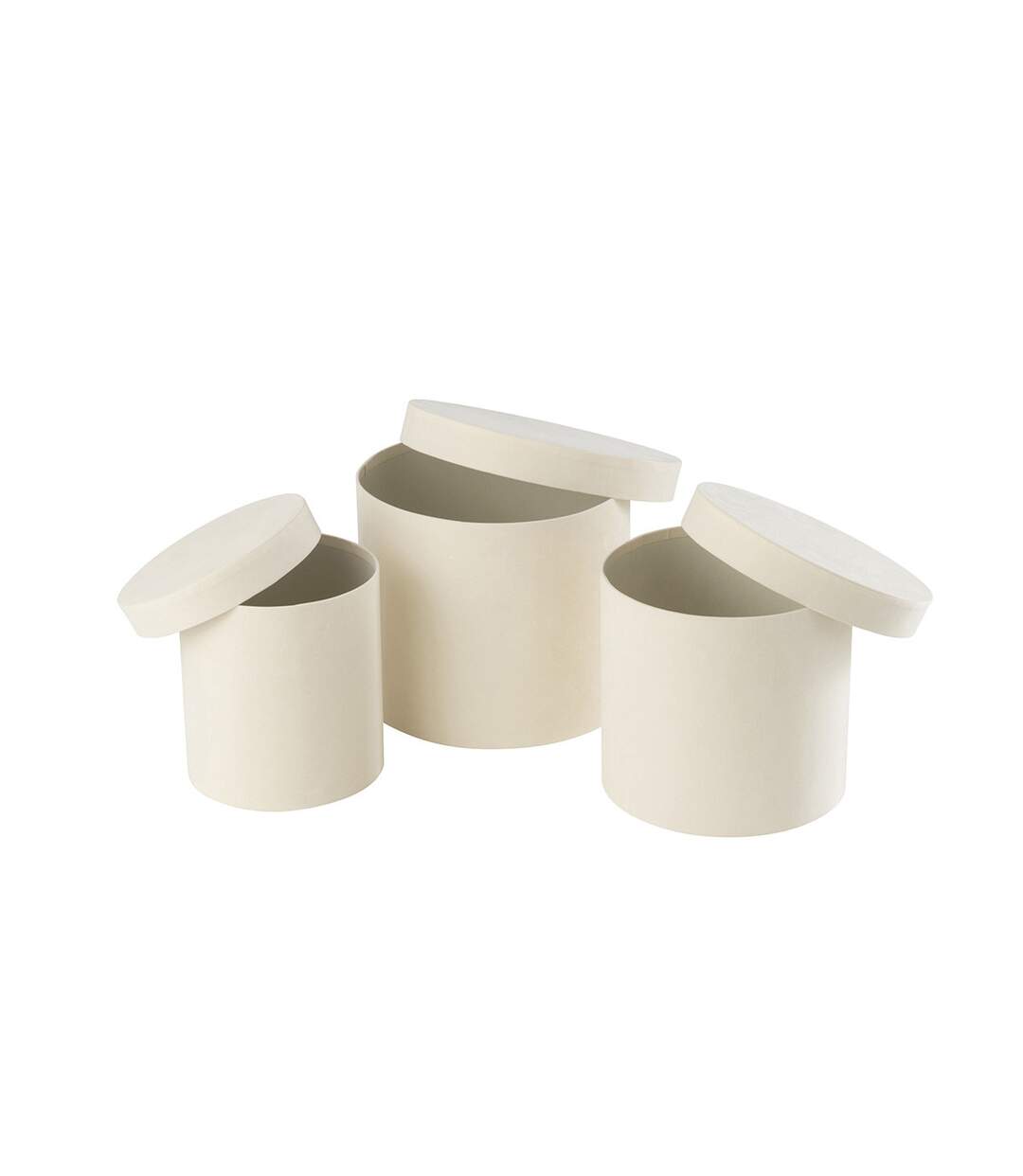 Lot de 3 Boîtes de Rangement Rondes Vaughn 27cm Blanc-3