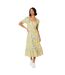 Womens/ladies floral tiered midi dress yellow/green/pink Dorothy Perkins