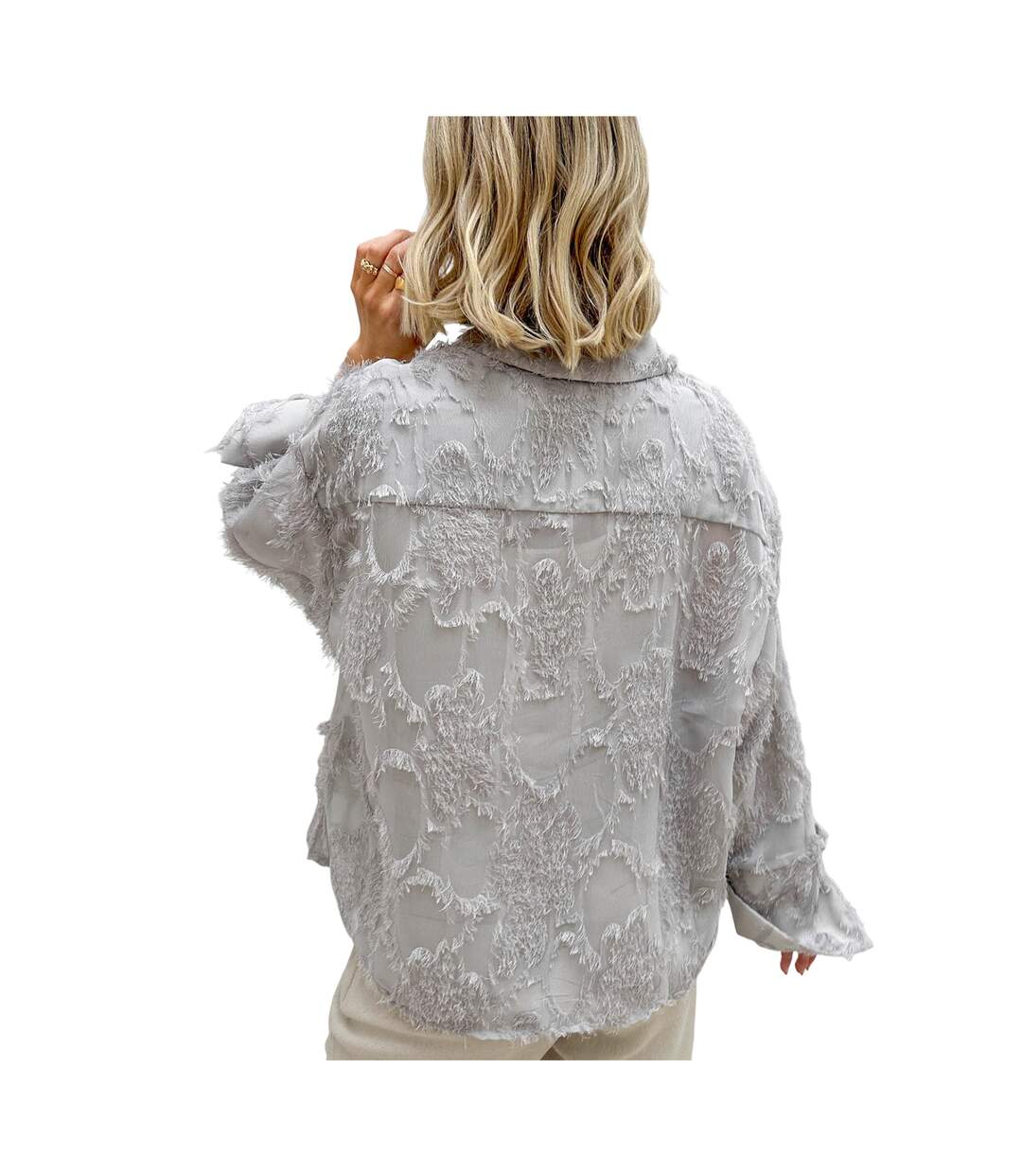 Womens/ladies Collared Relaxed Fit Shirt Grey Melange Vero Moda-2