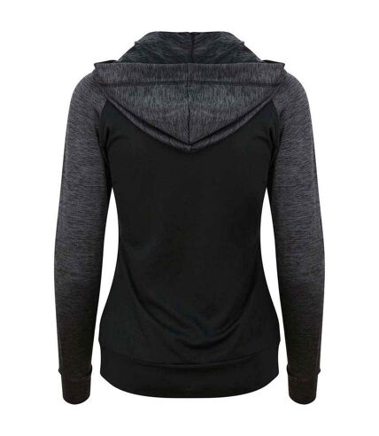 Womens/ladies zoodie contrast full zip hoodie black/black slate AWDis Cool