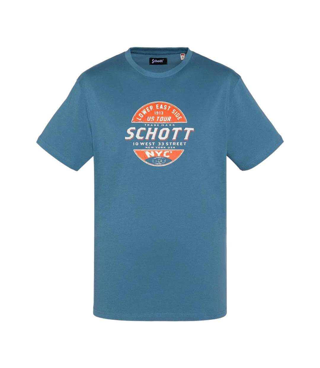 T-shirt bleu homme schott tsustour - l-1