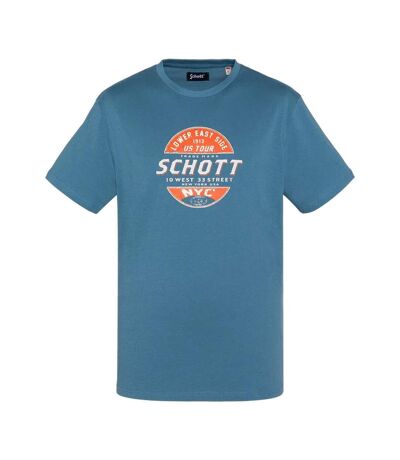 T-shirt bleu homme schott tsustour - l
