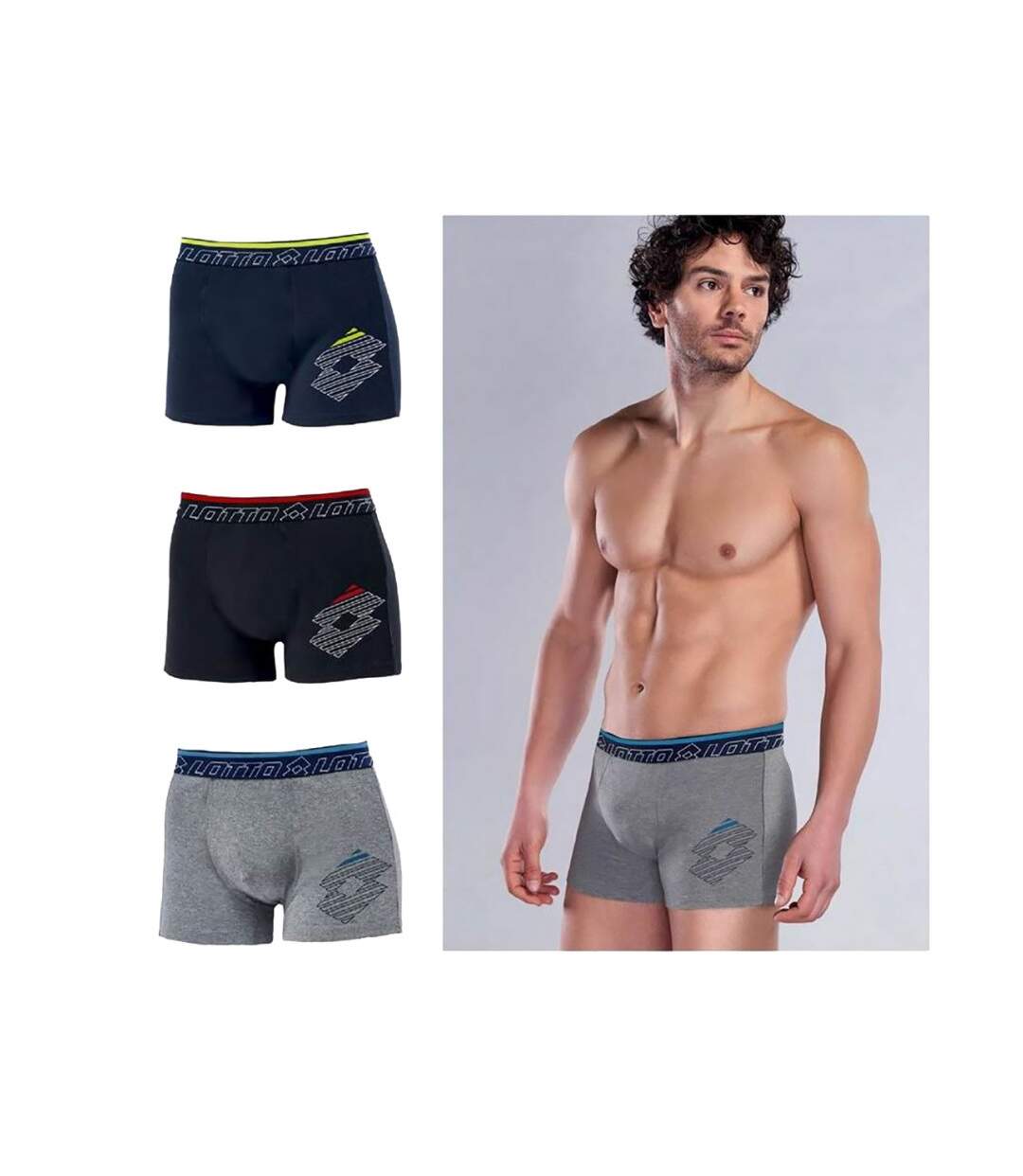 Boxer LOTTO pour Homme Qualité et Confort -Assortiment modèles photos selon arrivages- - Pack de 3-2