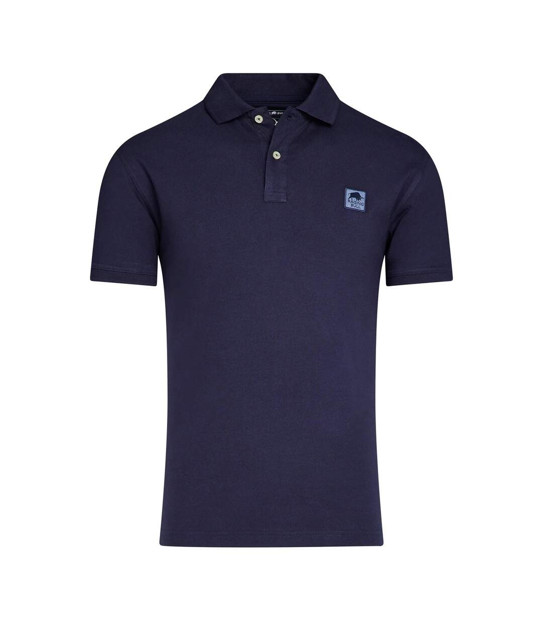 Mens patch jersey polo shirt navy Raging Bull-1