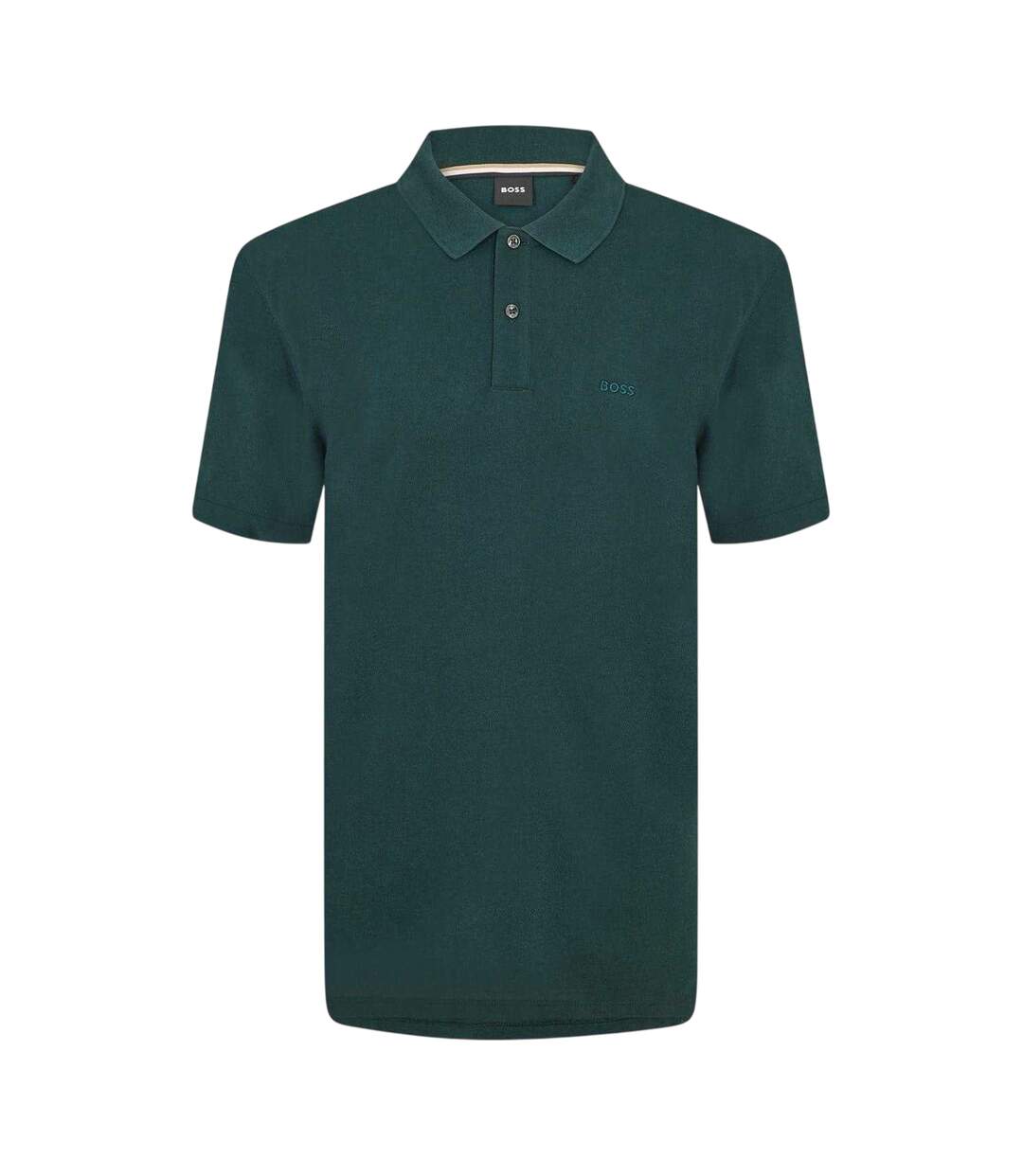 Mens Pallas Embroidered Logo Cotton Polo Shirt Dark Green Boss-1