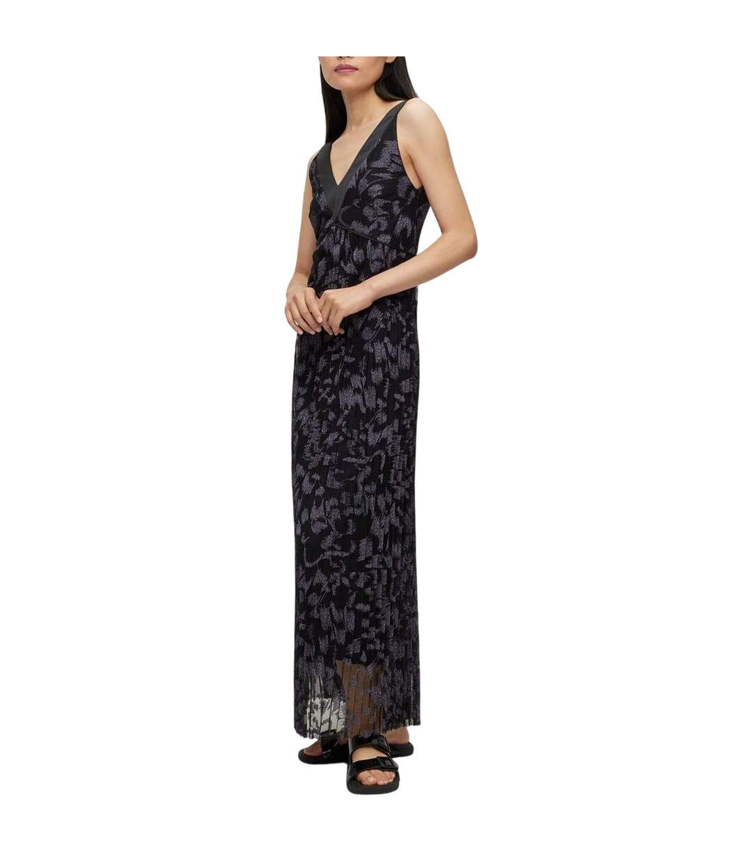 Womens/ladies Dessona Maxi Dress Black Grey Boss-1