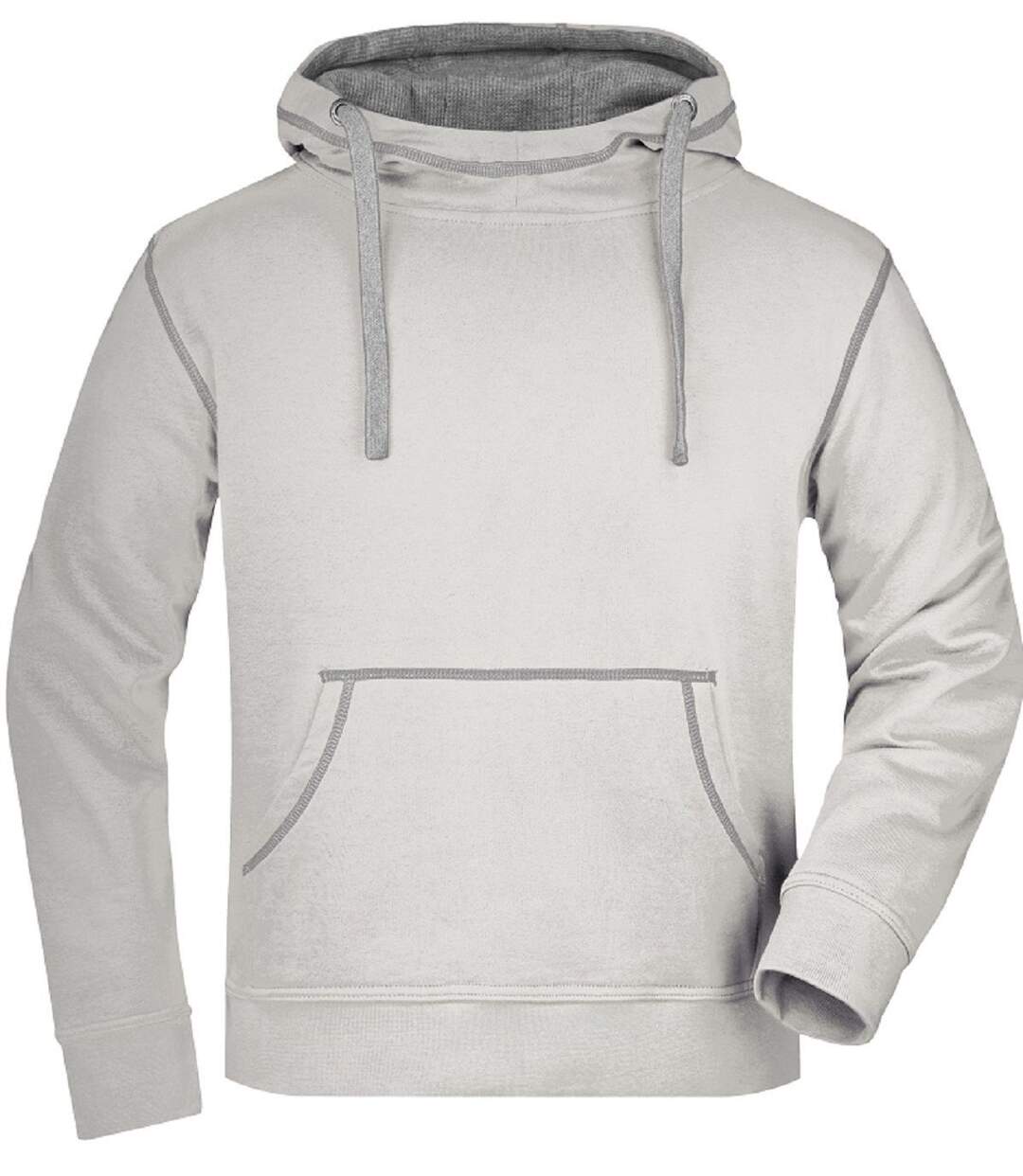 Sweat shirt à capuche homme - JN961 - blanc cassé et gris