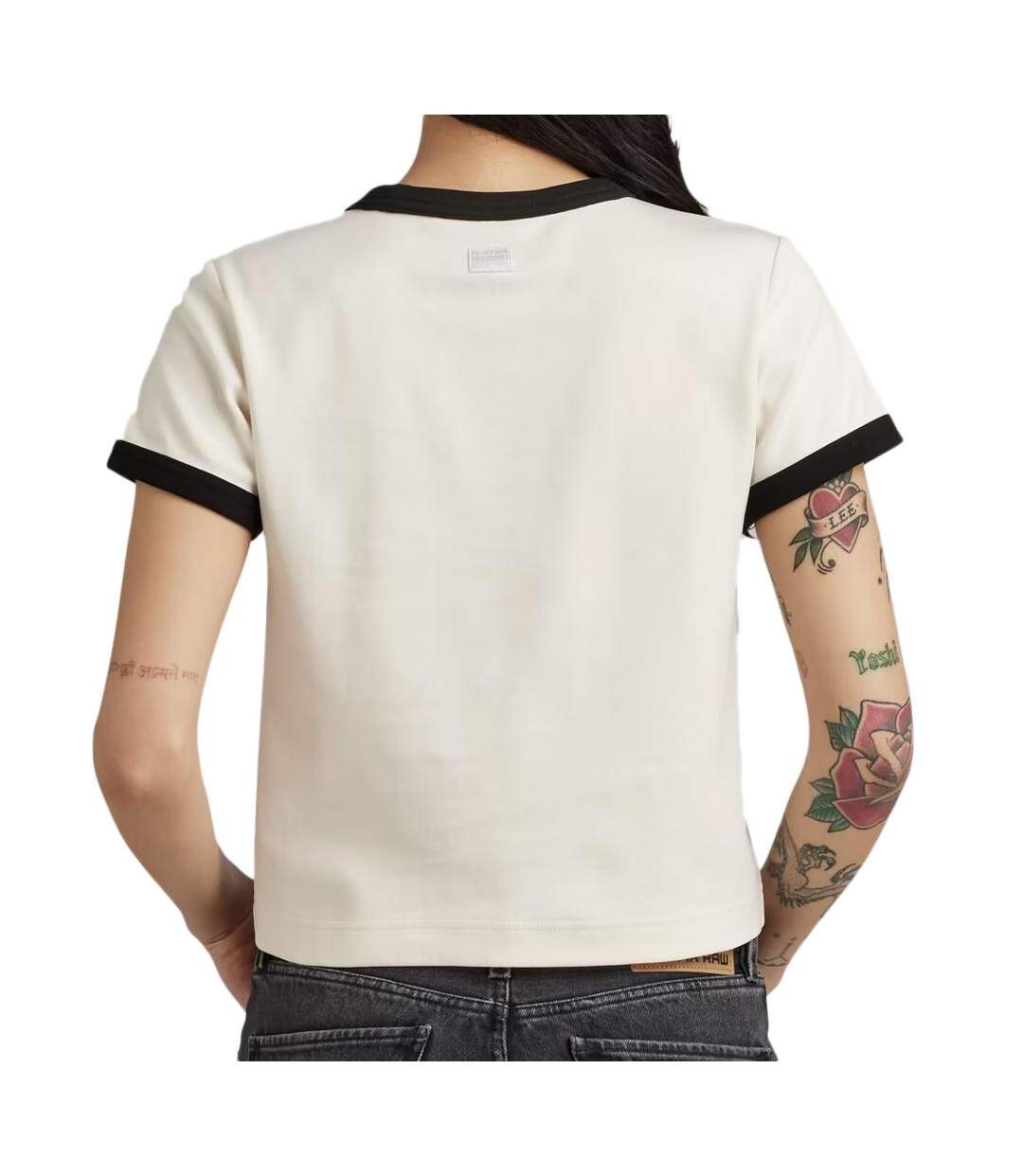 T-shirt Blanc Femme G-Star Raw Ringer Baby - XXL