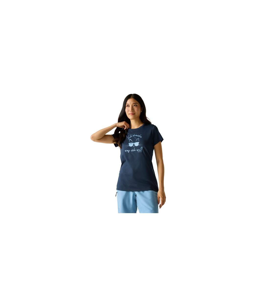 Womens/ladies Fingal Slogan Cat T-shirt Navy Blue Regatta-1