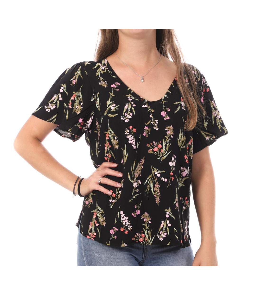 Top Imprimé Noir/Rose Femme Vero Moda Swf - L-1