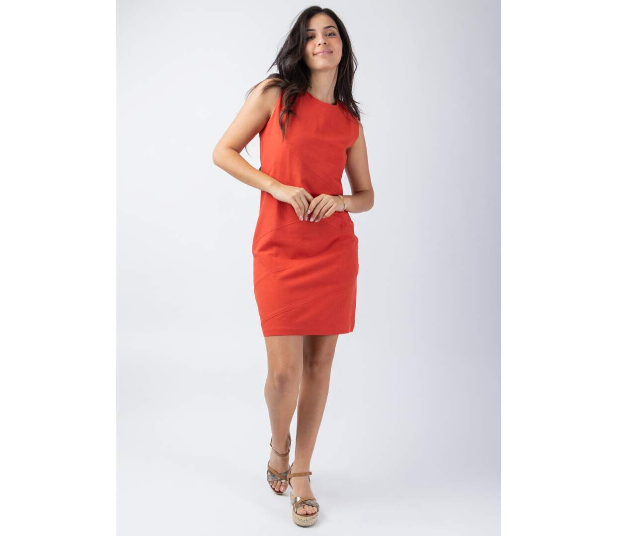 Robe courte cintrée SOLINE terracotta Coton Du Monde-2