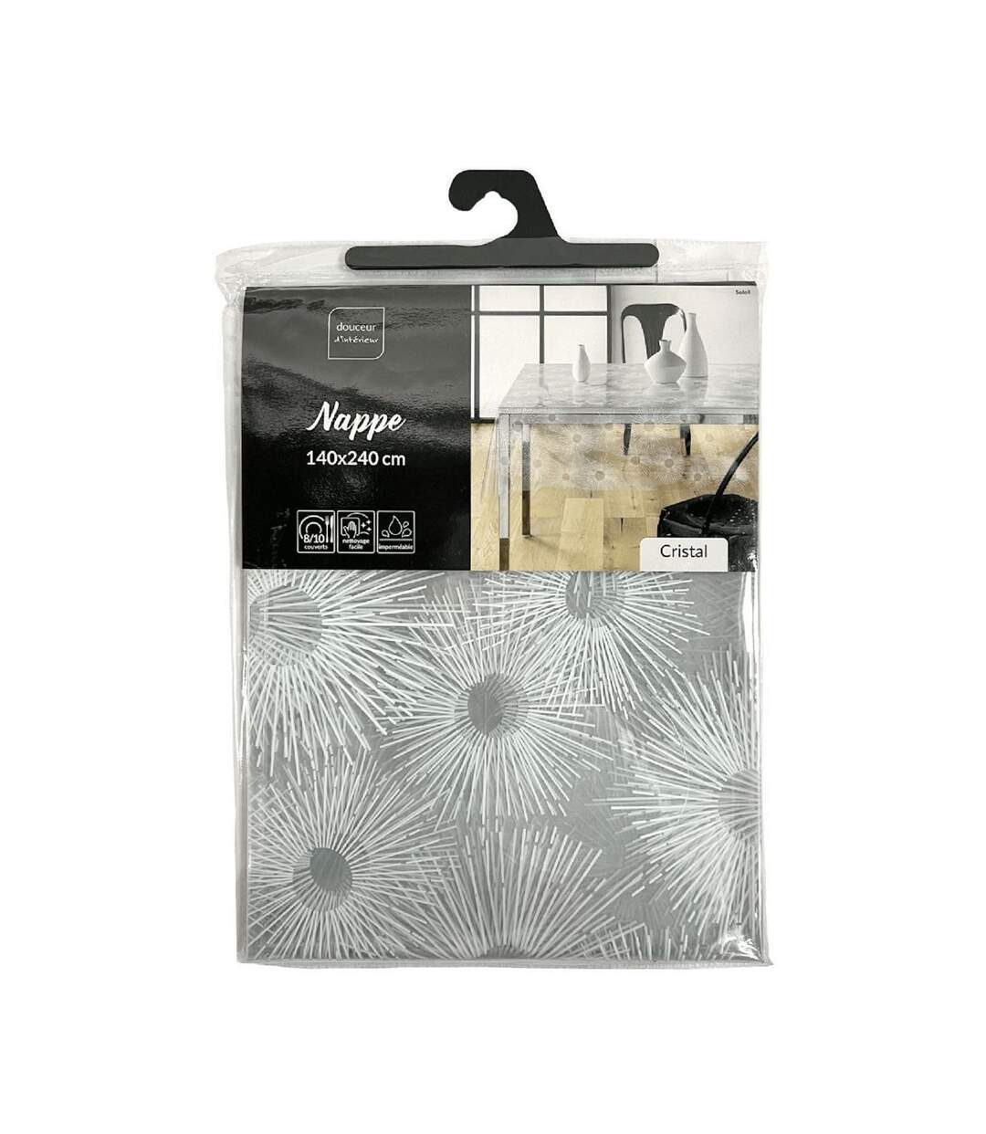 Nappe Toile Cirée Soleil 140x240cm Blanc-2