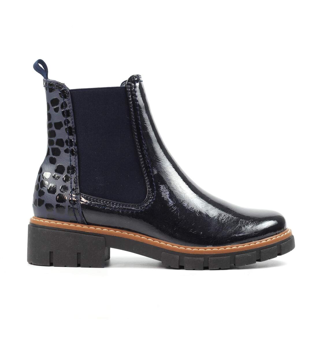 Bottines Motif/style Verni Peace Femme Bleu Lunar-4