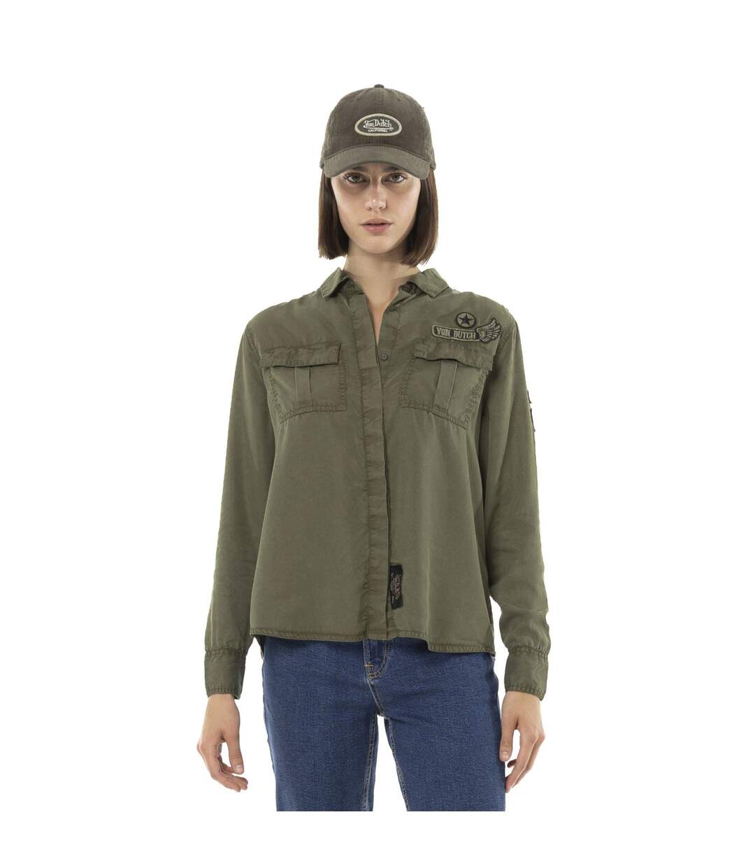 Chemise femme unie avec patch Vondutch-1