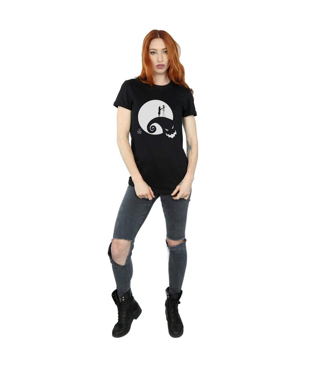 Disney Womens/Ladies Nightmare Before Christmas Moon Oogie Boogie Cotton Boyfriend T-Shirt (Noir) - UTBI41422-4