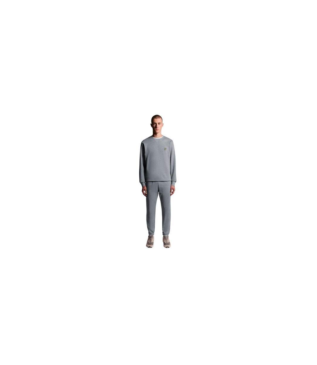 Sweat Uni À Col Ras-du-cou Homme Gris Chiné Lyle & Scott-1