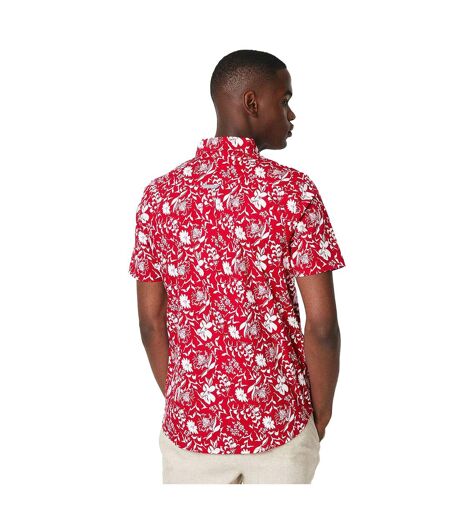 Mens floral short-sleeved shirt red Maine