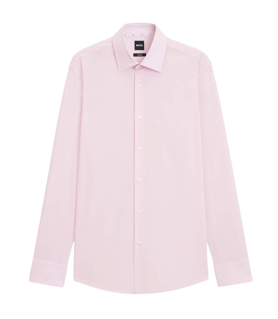 Mens Plain Long-sleeved Formal Shirt Pink Boss-1