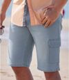 Men's Stretch Denim Cargo Shorts - Light Blue Atlas For Men