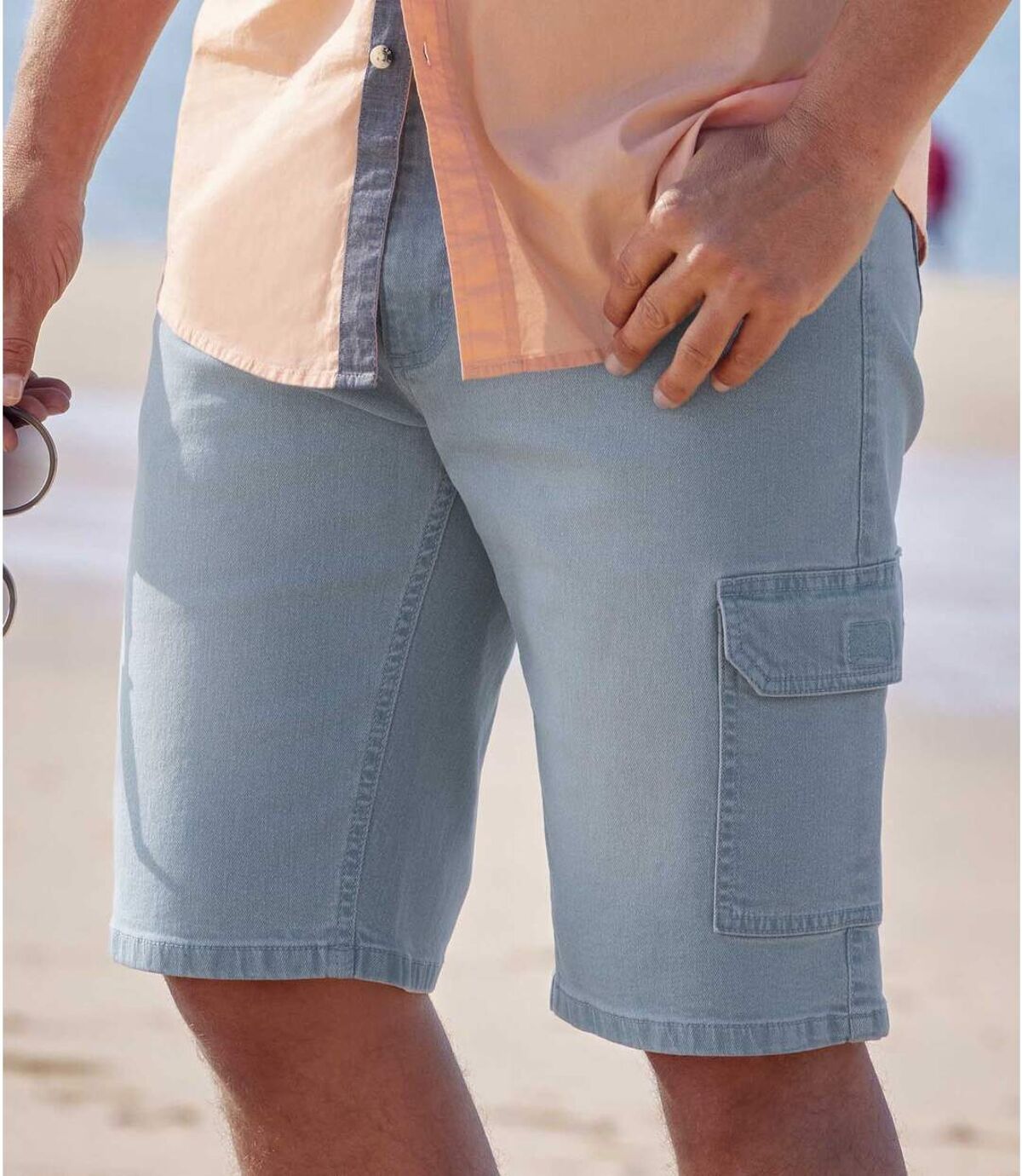 Jeansowe bermudy-bojówki ze stretchem Atlas For Men