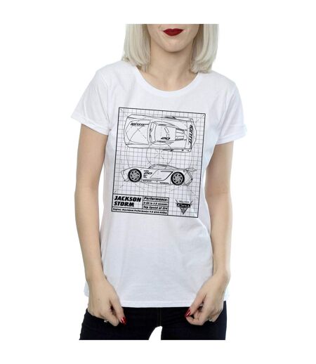 Disney - T-shirt CARS JACKSON STORM BLUEPRINT - Femme (Blanc) - UTBI13816