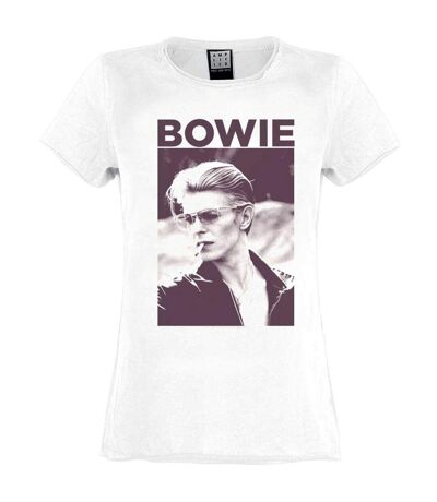 Amplified Womens/Ladies Cigarette David Bowie T-Shirt (Vintage White) - UTGD689