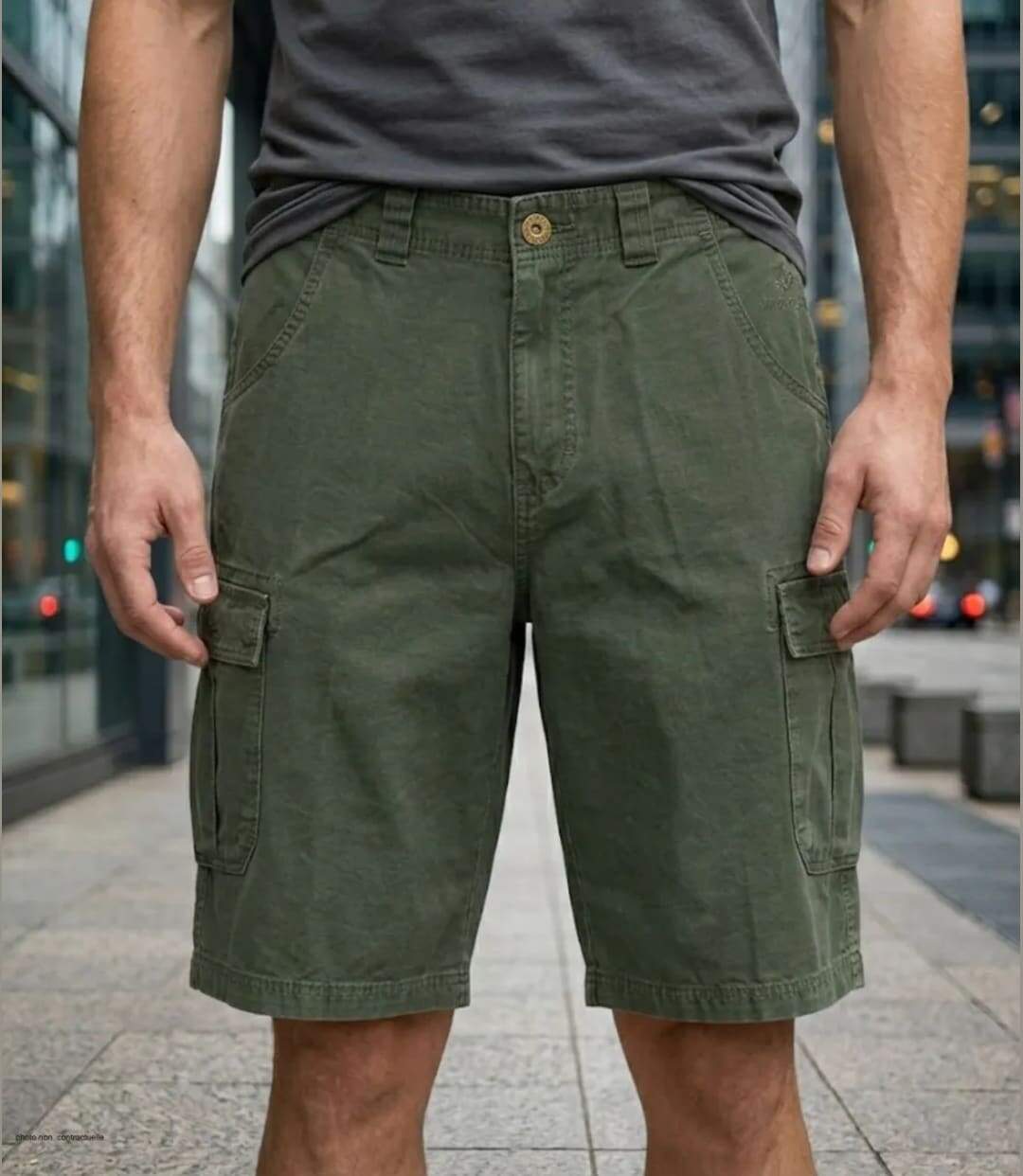 Bermuda homme WINCHESTER IDAHO1 vert olive : le short cargo multi-poches ultra-résistant-1