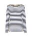 Womens/ladies Breton Contrast Striped Long-sleeved T-shirt Chalk Lazy Jacks-1