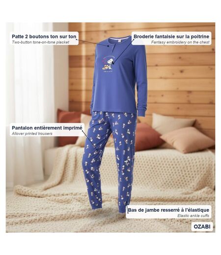 OZABI Ensemble Pyjama Femme Léger Broderie Motif Fantaisie